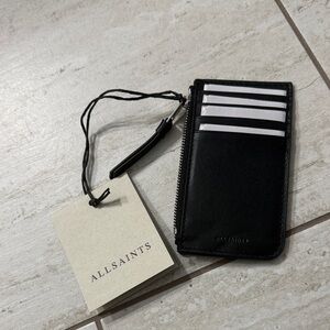 All Saints Black Card Holder with Zipper..NWT..
Leather